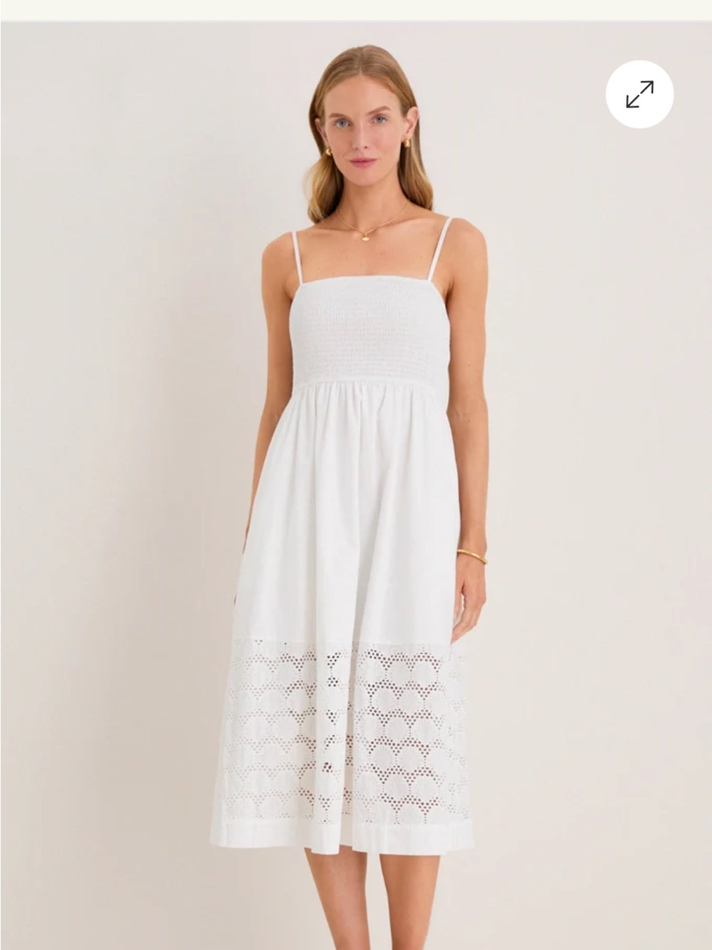Hyacinth house White Smocked Seashell Embroidery Harbor Dress